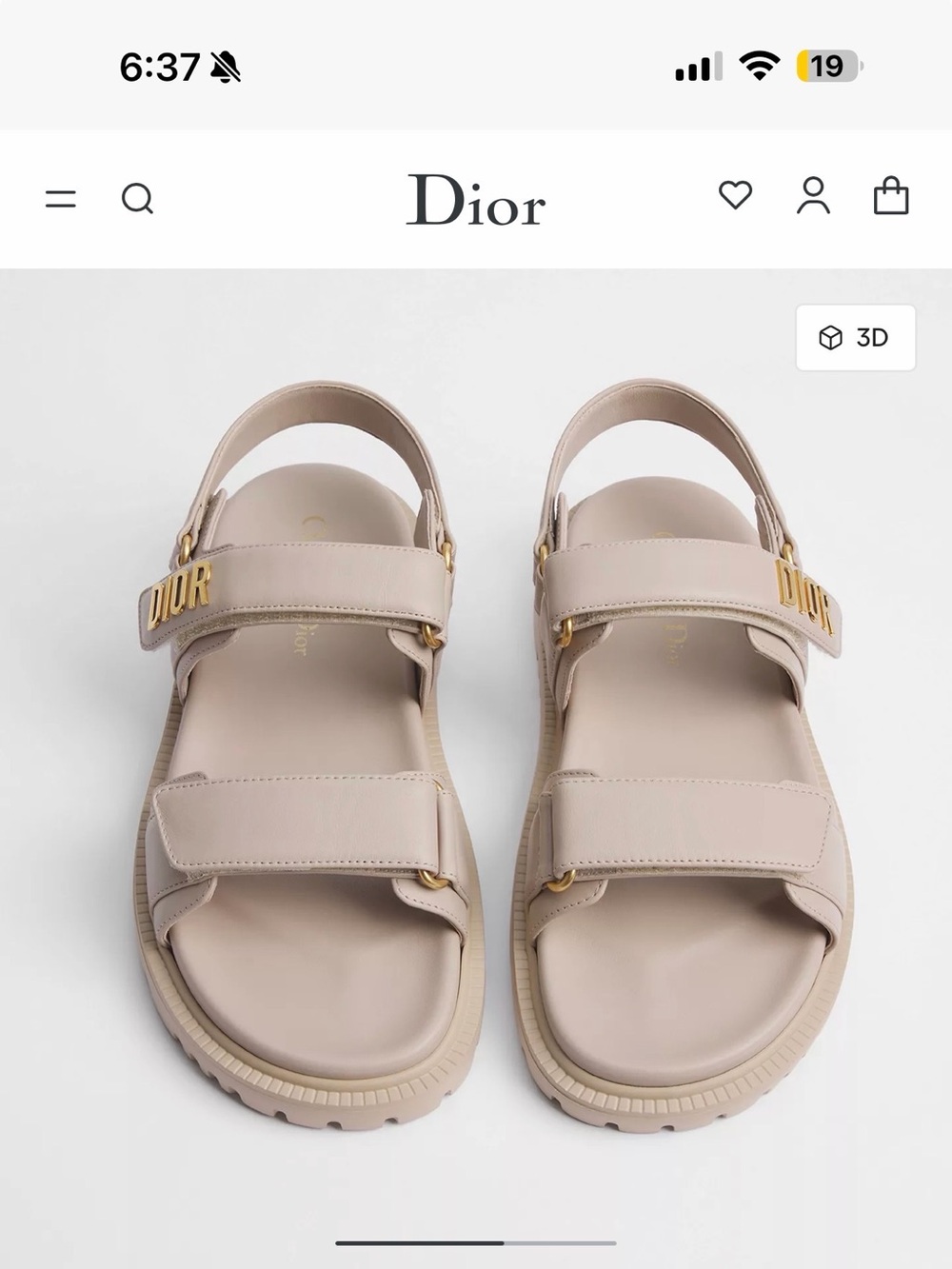 Dior Beige Leather Logo Strap Sandals with Gold Hardware